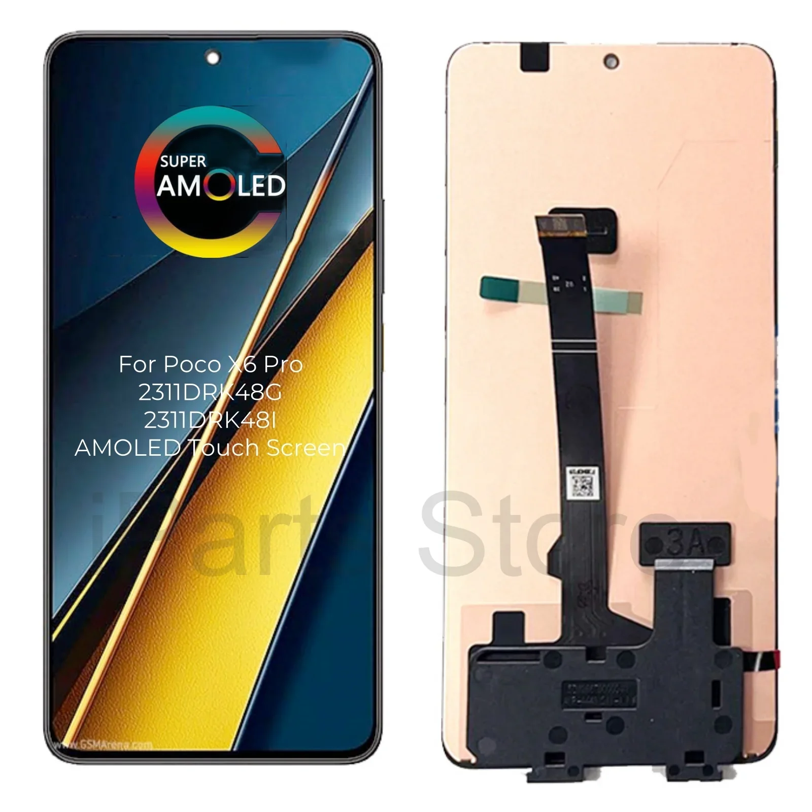 iParts Replacement AMOLED Display Touch Screen Assembly For Xiaomi Poco X6 Pro 5G 2311DRK48G 2311DRK48I Black Repair Parts