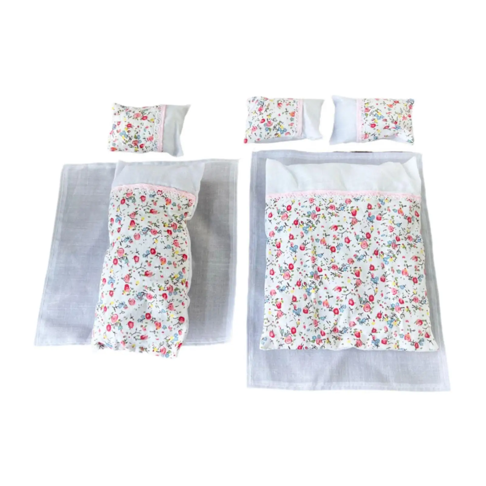 Acessórios de cama de boneca, inclui travesseiro de colcha de lençol, brinquedo educativo para camas de boneca