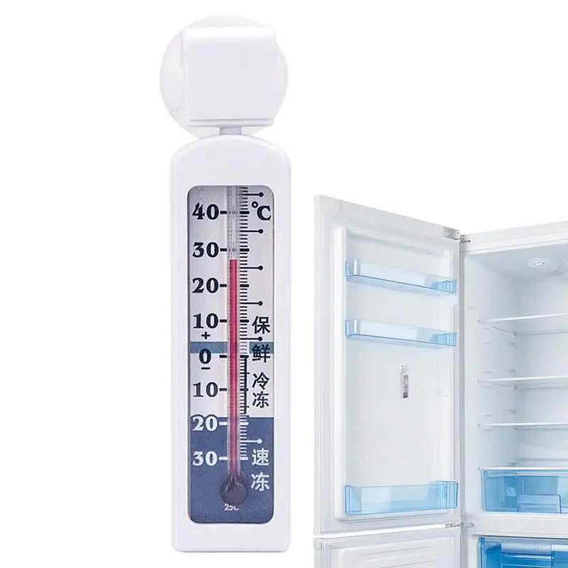เครื่องวัดอุณหภูมิตู้แช่แข็ง1ชิ้นในตู้เย็นอุปกรณ์ตรวจวัดอุณหภูมิแก้วที่ใช้ในครัวเรือนเครื่องวัดอุณหภูมิห้องเย็น