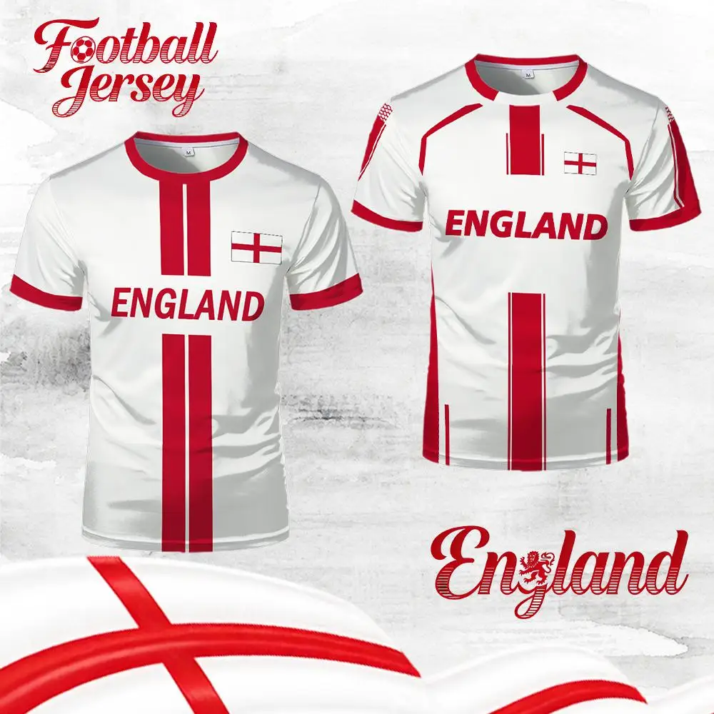 

England Flag Map Graphic T-Shirts Men's And Women's 2026 New Summer Casual Jersey Tees Fashion Breathable Training Uniform