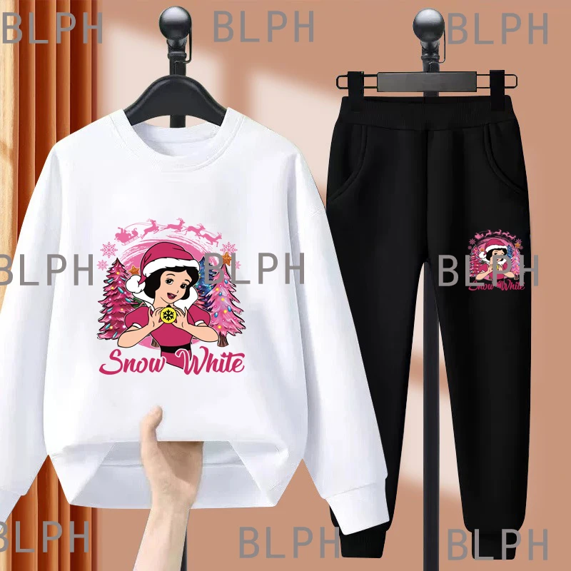 

Рождественская атмосфера полная! Белый детский комплект Disney для осенне-зимнего свитера с круглым вырезом, удобная кожа