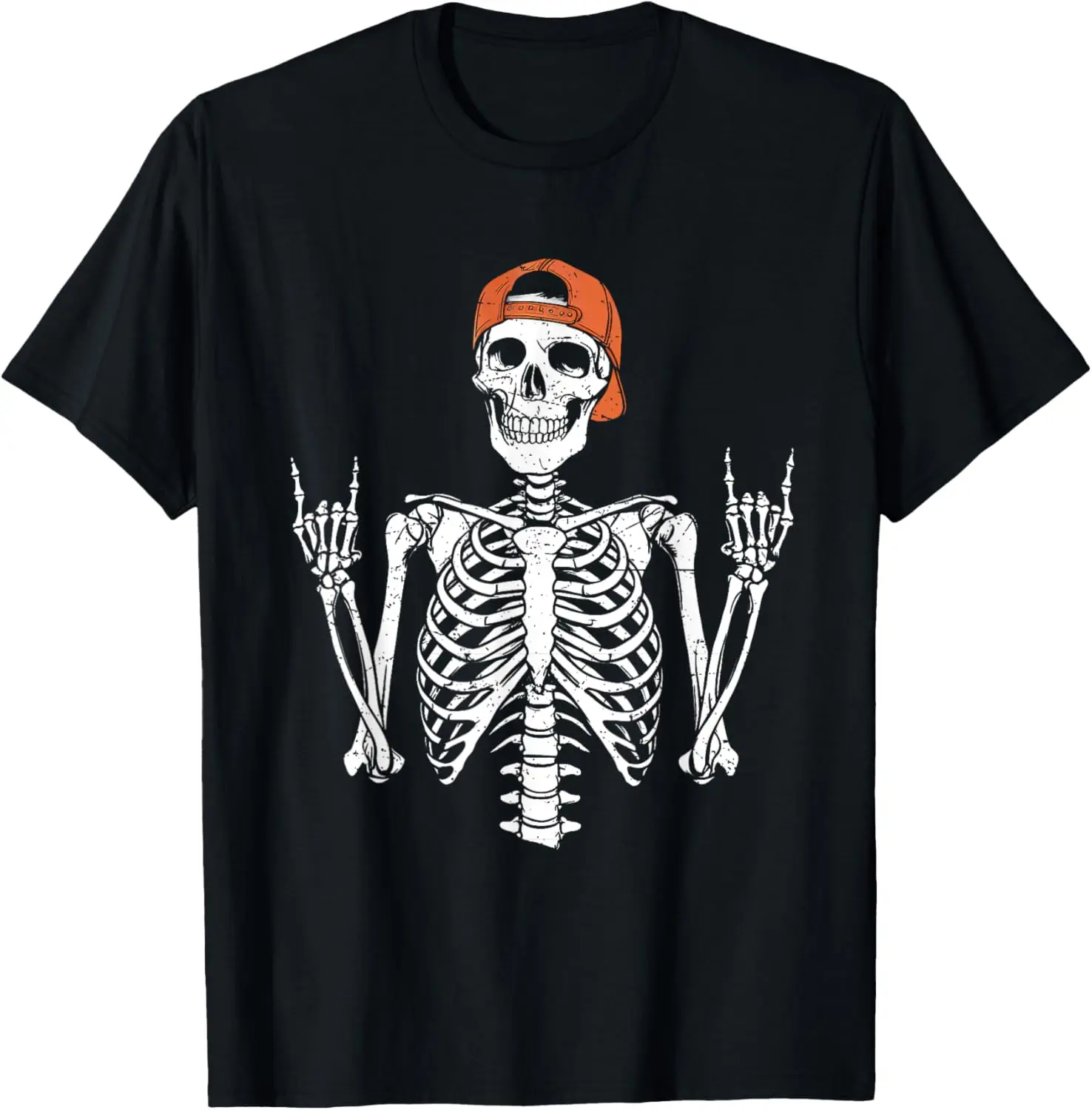 Rocker Skeleton Cap Skater Halloween Rock Mens Boys Kids T-Shirt