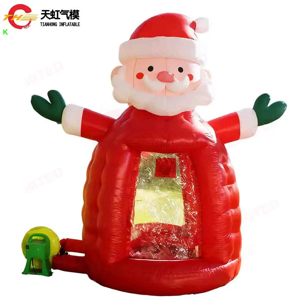 Envío rápido, cubo de dinero inflable gigante de Navidad, cabina para atrapar dinero de Papá Noel para niños y adultos