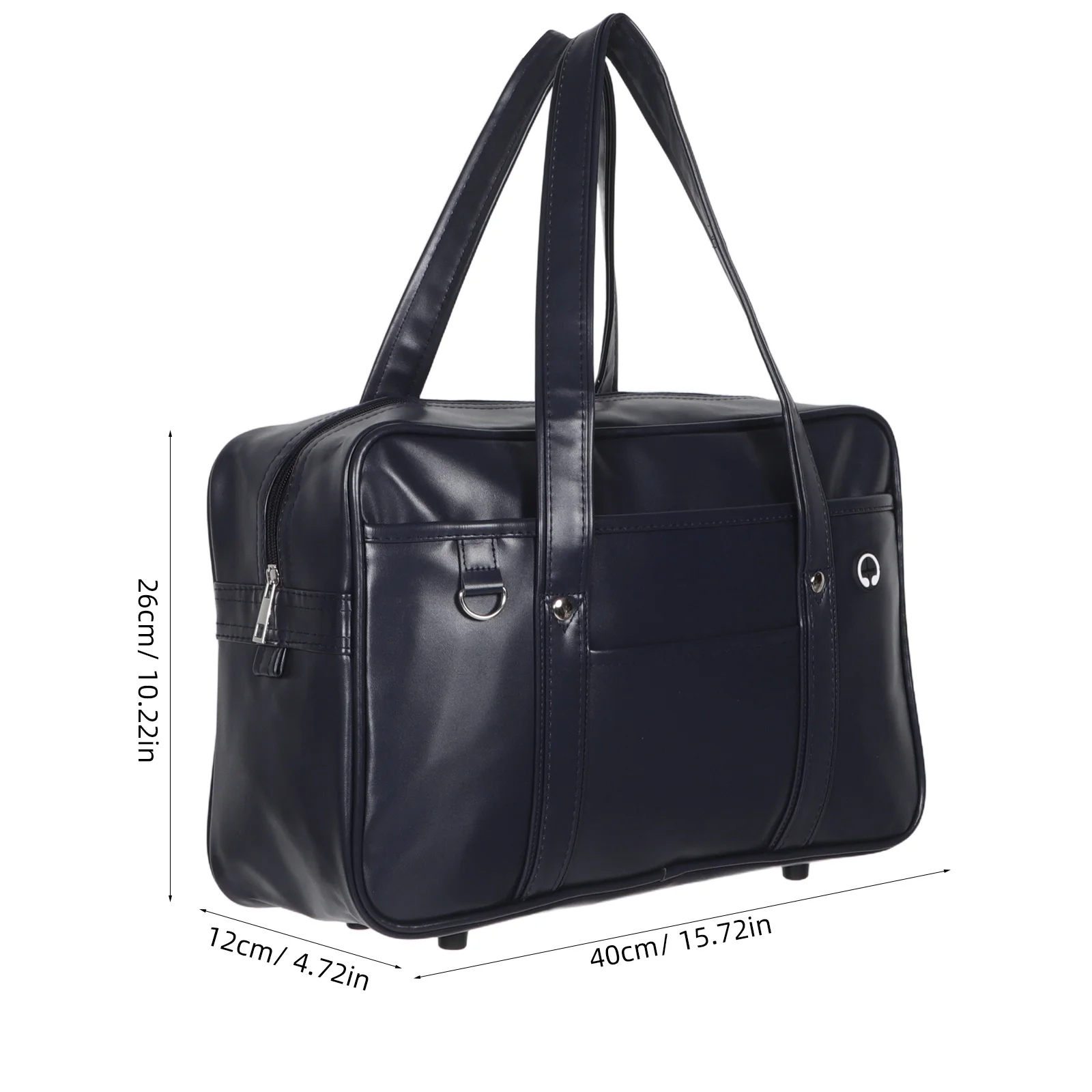 PU Waterproof Laptop School Bag Large Capacity Single Shoulder Tote Lightweight Earphone Hole Office Business Travel Messenger