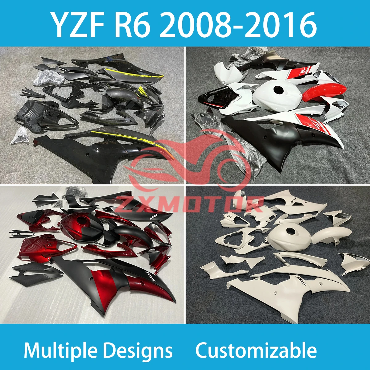 Motorcycle Fairings YZFR6 2008-2016 Aftermarket Fairing Kit Injection Cowling for YAMAHA YZF R6 08 09 10 11 12 13 14 15 16 New