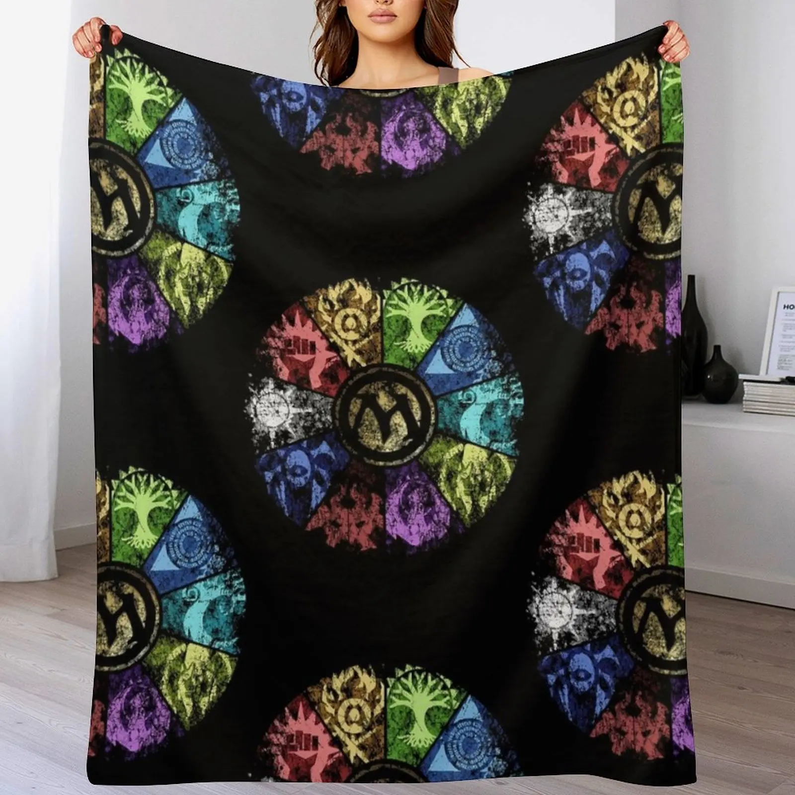 MTG Faded Guild Wheel Throw Blanket Thermal heavy to sleep Shaggy Blankets