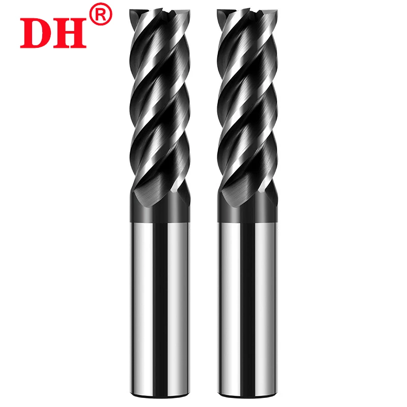 HRC55 4-Flute Black Nano Coating Milling Cutter Tungsten Steel CarbideFlat End Mills CNC Mechanical Machining Endmills tools