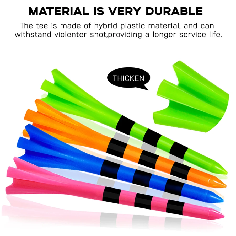 Multi Color Plastic Golf Tee, Multicolor Tee, Practice Tee, 3-1/4 Inch, 83mm, 70mm, 50Pcs