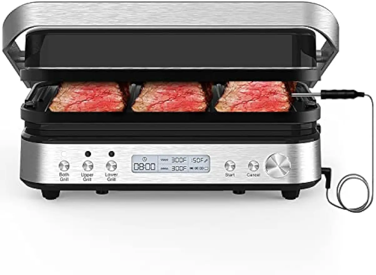 5 in 1 Indoor Grill, Panini Press Grill Sandwich Maker, CATTLEMAN CUISINE Electric Contact Grill and Griddle