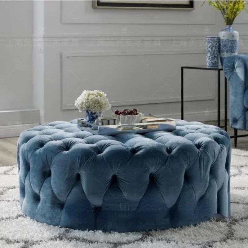 Nordic Clothing Store Sofa Slipcover Pier Vintage Cloakroom Stool Bedroom Bed End Stool Blue Living Room Coffee Table Stool