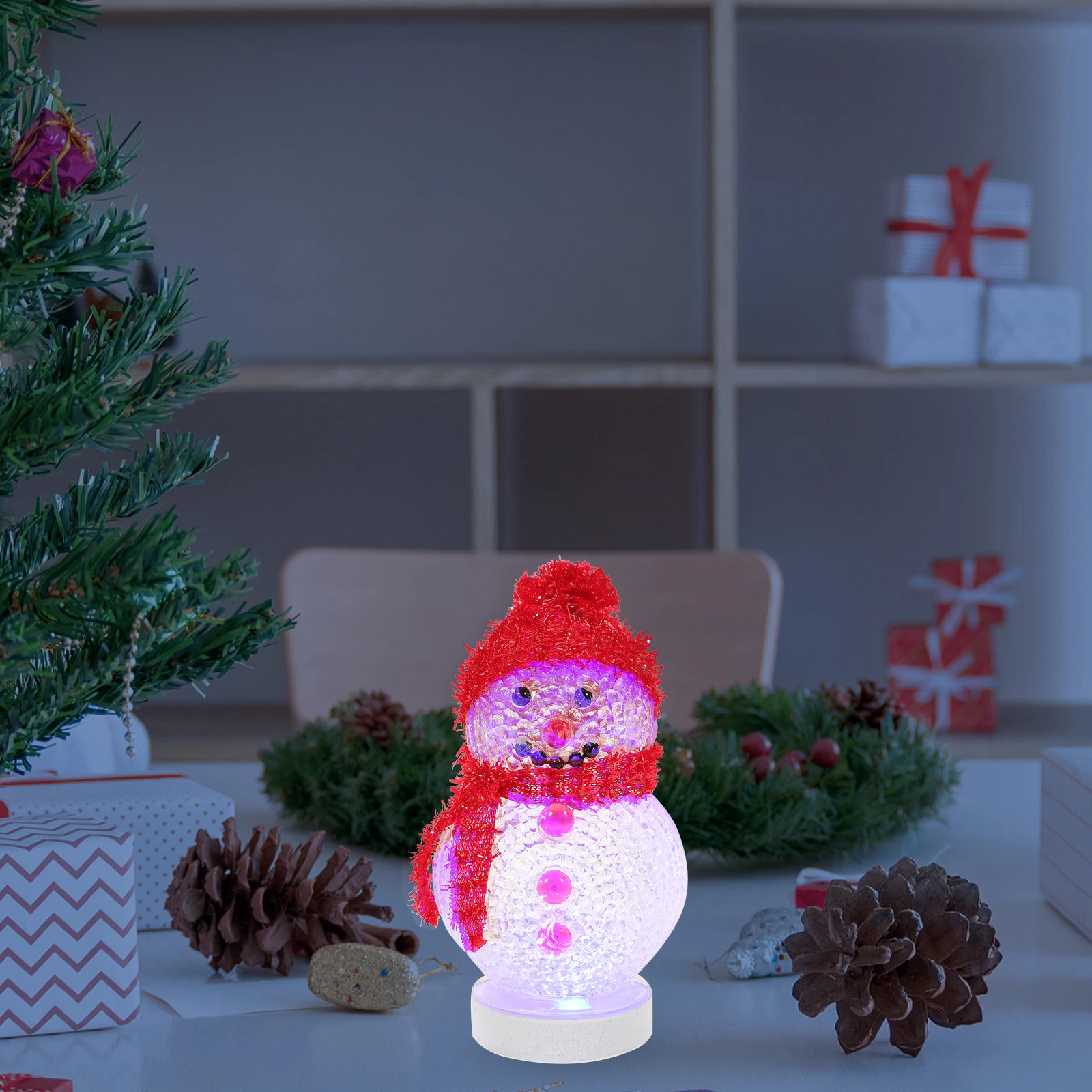 

2Pcs Snowman Night Light Christmas LED Home Decor Bedside Table Lamp Cartoon Shape Portable Gift Bedroom Atmosphere