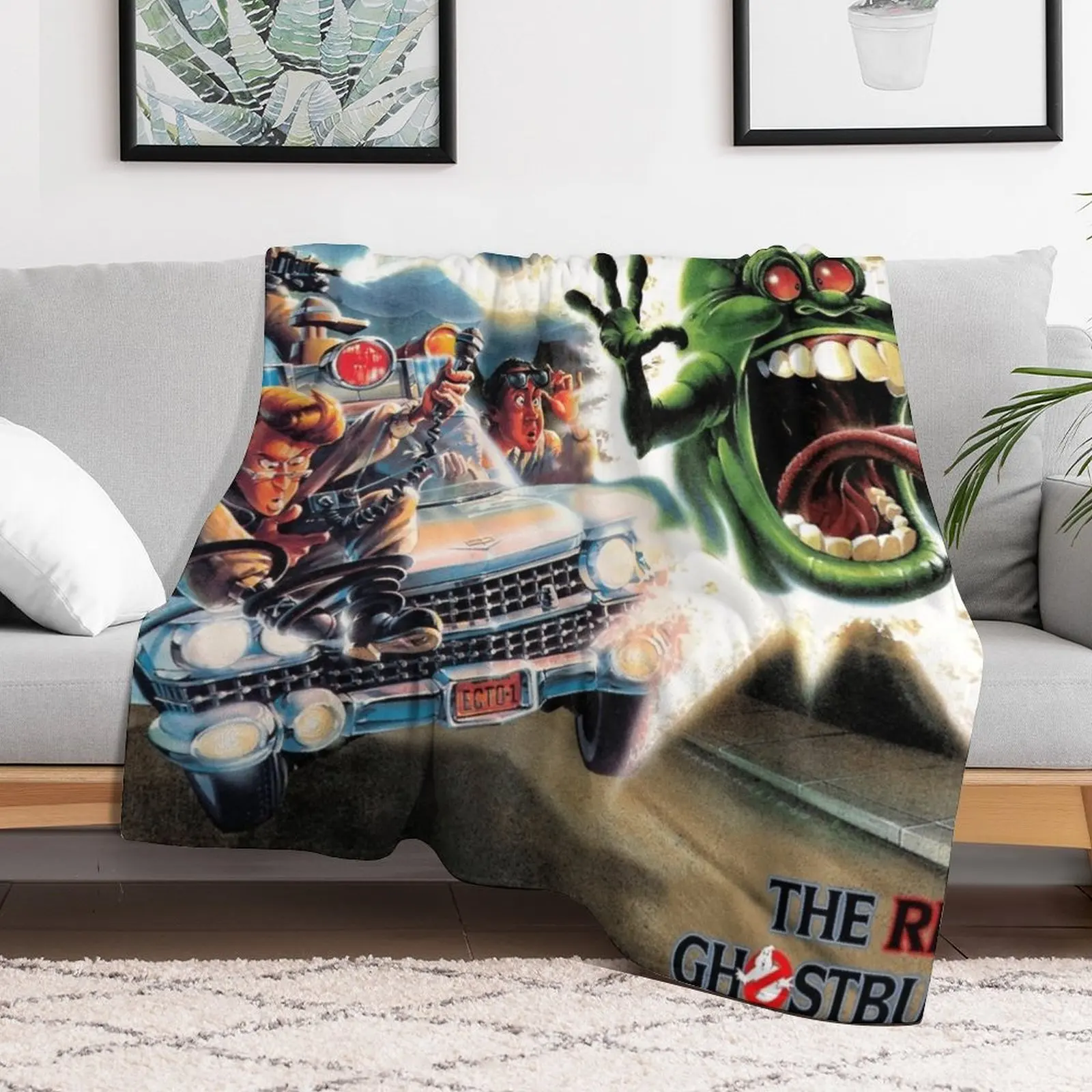 The Real Ghostbusters Classic Artwork Throw Blanket Multi-Purpose Furry Decorative Sofas Luxury Blankets