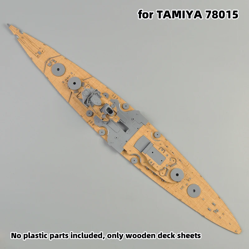 Modell-Upgrade-Teile, lasergeschnittene Holzdeckplatte mit selbstklebender Ankerkette für Tamiya 78015 Deutsches Schlachtschiff Tirpitz 1/350 – Detail 2