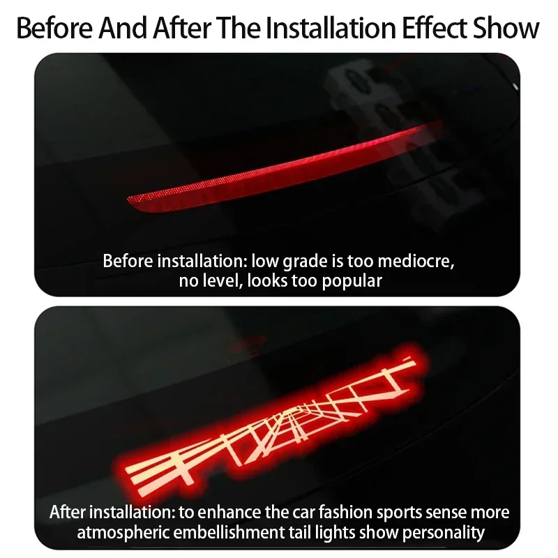 For Tesla Model 3 New 3 Car High Brake Tail Light Sticker Carbon Fiber Car Brake Projection Board PVC Top Tail Light Sticker