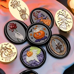 Halloween Stamp Copper Head Wax Seal Creative Pumpkin Skull Skeleton Pattern Seal Stamp Cards Party Invitation Decor DIY Crafts