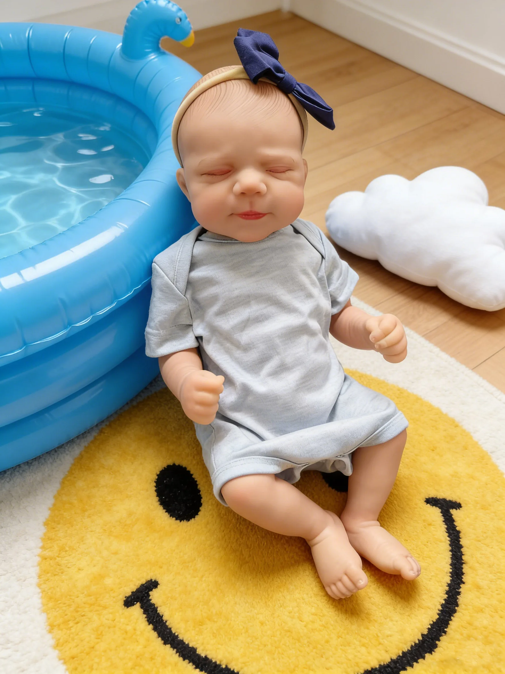 18인치 실물 같은 잠자는 리본 인형 파스칼, 부드러운 천 몸체, 다층 페인팅, 3D 피부, 손으로 그린 머리카락, 보이는 정맥