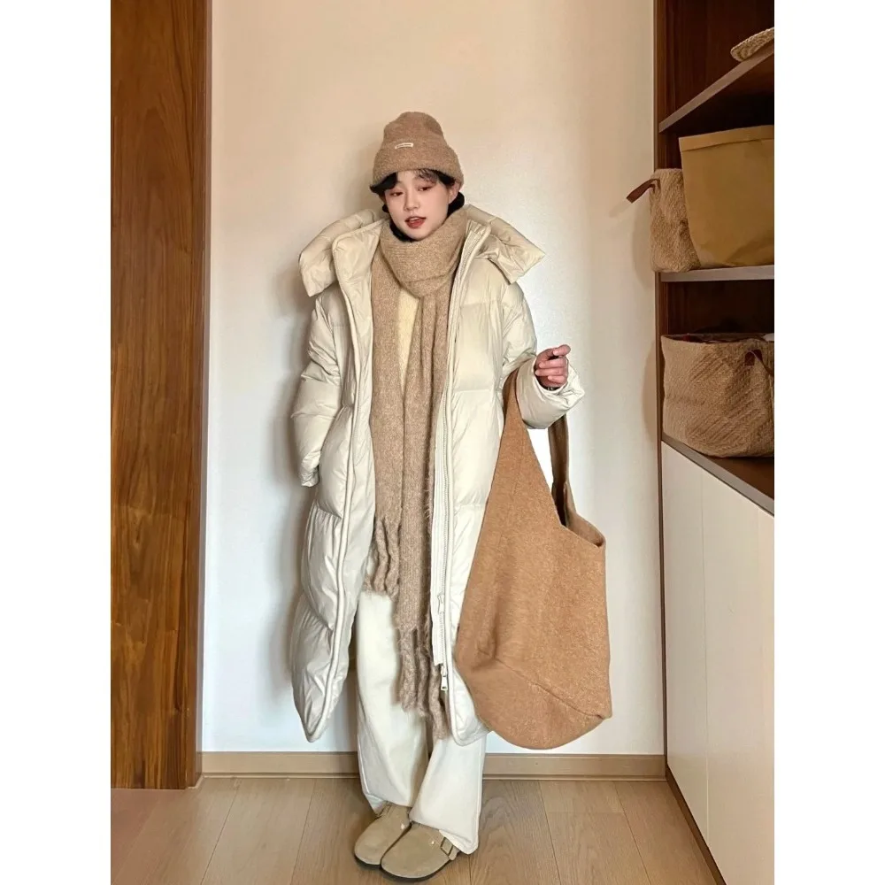 ملابس الشتاء معطف طويل منتفخ المرأة الجديدة فضفاضة سميكة سترة قطن طويلة الركبة مقنعين سترة قطن صافي الأحمر الكورية JJ1219 #2