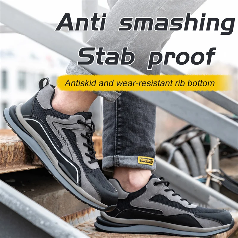 Non-slip Work Safety Boots For Men Steel Toe Cap Protective Shoes Puncture-Proof Work Shoes Sneakers Breathable Safety Shoes