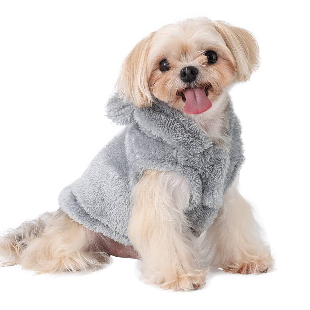 Weicher Fleece-Mantel für kleine und mittelgroße Hunde und Katzen, Winter, warm, Welpen-Kapuzenpullover, Jacke mit französischer Bulldogge, Chihuahua-Kleidung – Detail 8