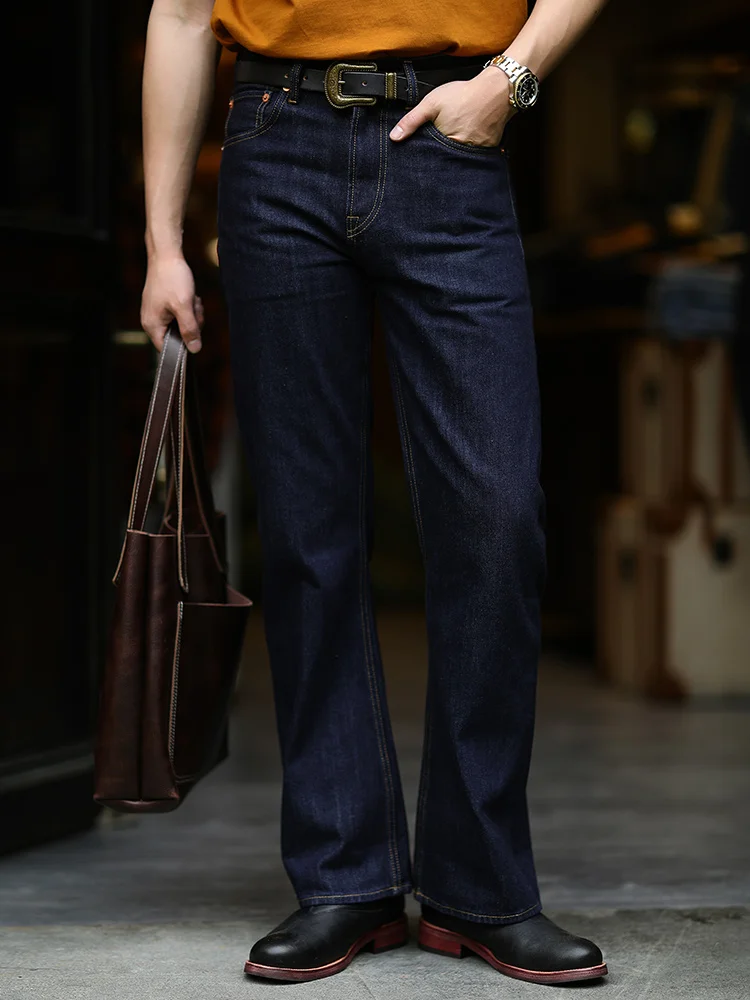 980s Modern Retro Trumpet pants Straight Pants Mbbcar Narrow Red Ear Denim Amekaji Jeans