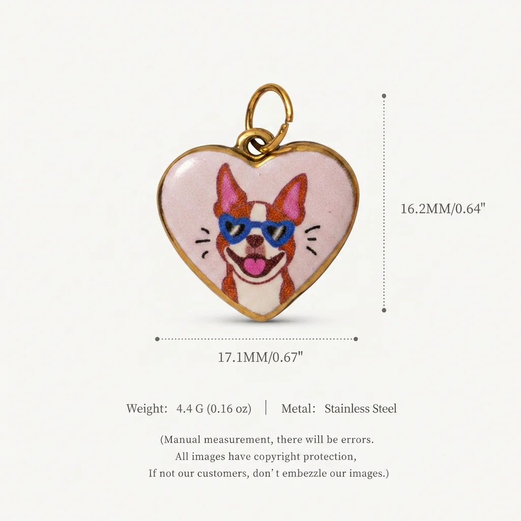 Edelstahl Niedliche Heilende Beliebte Sonnenblumen-Mädchen-Sonnenbrille Welpen-DIY-Anhänger für Schmuck – Detail 4