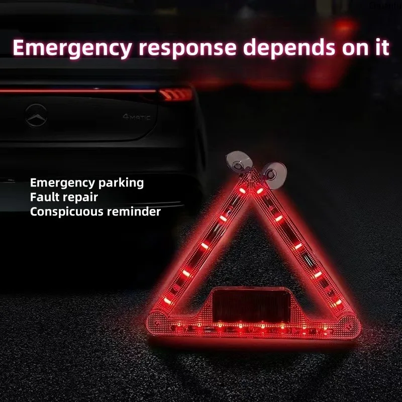 

Solar Warning Light Car Safety 18LED Triangle Beacon Rotatable Joint USB Rechargeable Anti-Collision Emergency Light
