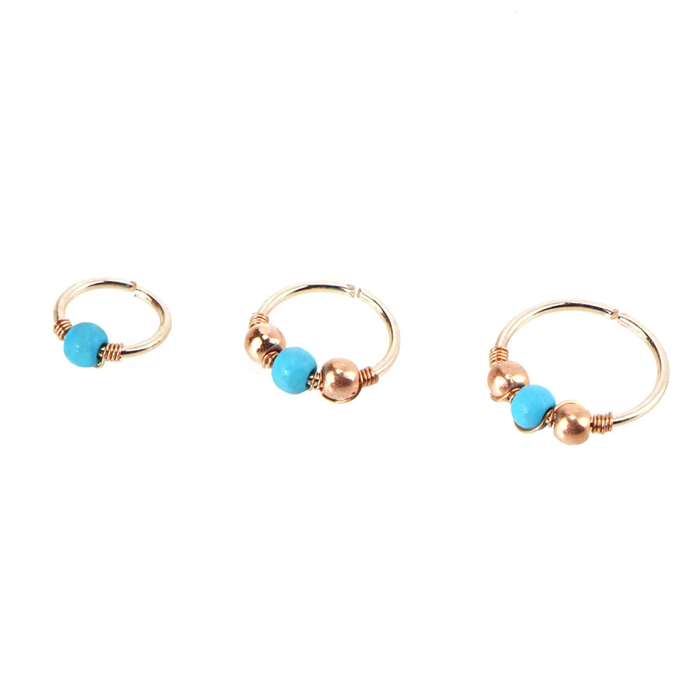 

3pcs Turquoise Nose Ring 6Mm 8Mm 10Mm High Polished Nostril Studs For Wedding Party Jewelry Gift Nose Bead Ring Hypoallergenic