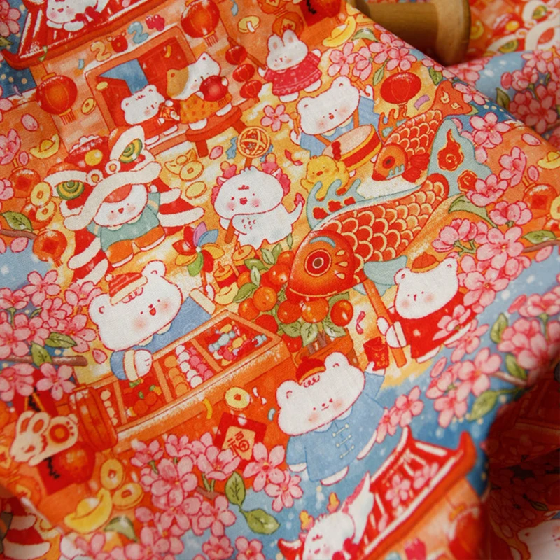 1M Cotton Abstract Watercolor Floral Oil Painting Digital Printed Fabric Daisy Wildflower Cloth For DIY Sewing Summer Dress