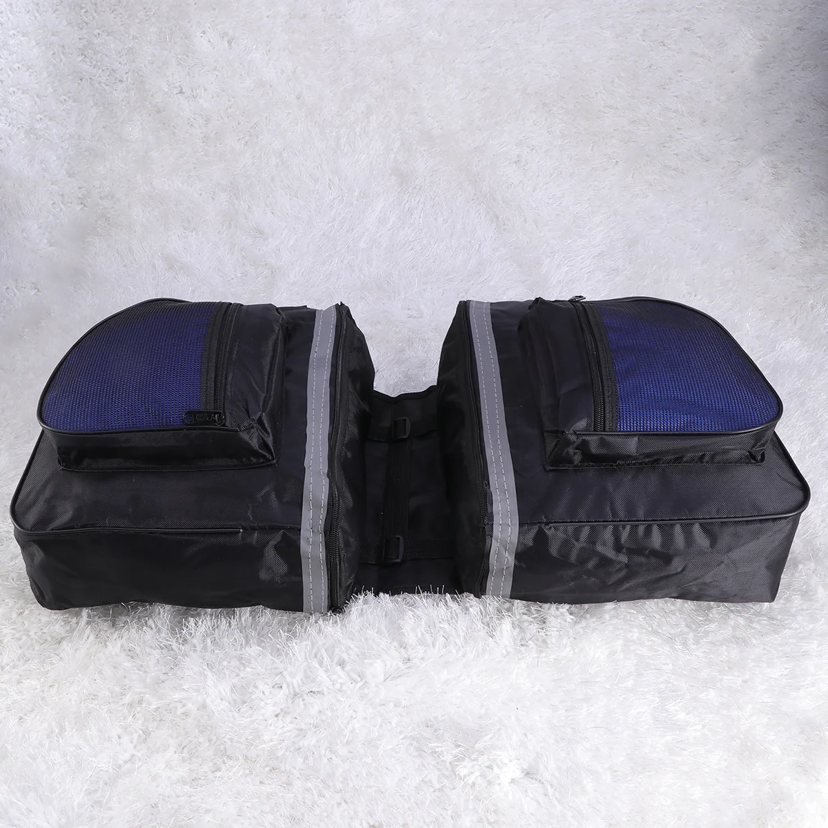 

Double Side Rear Bike Bag Waterproof PVC Fabric Reflective Strips for Night Safety Large Capacity with Side Zipper Pockets
