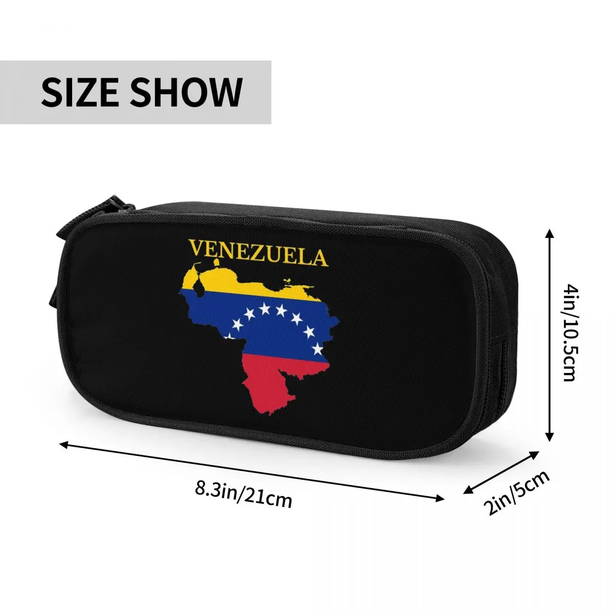 Venezuela Kaart Vlag Venezuelan Etui Schattige Pennenhouder Tassen Meisjes Jongens Grote Opslag Kantoor Rits Potlood