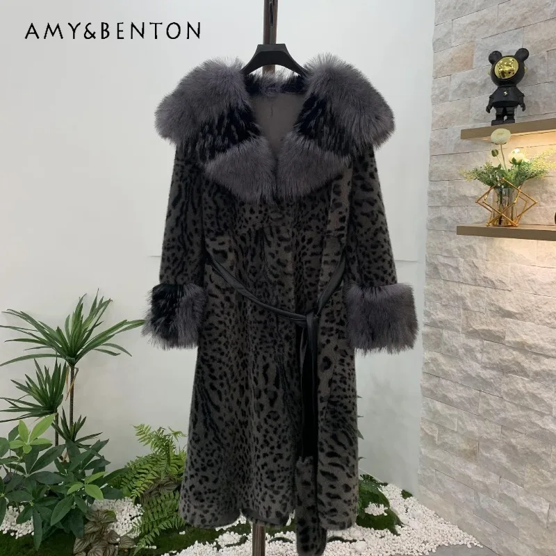 

Winter Long European Mink Velvet Faux Fur One-Piece Mink Coat Elegant Fashion Long Furry Coat Soft Comfortable Woolen Outerwear