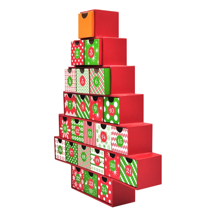 Customized queryCustom Gift Woman 24 Days Countdown Cosmetic Makeup Beauty Empty Paper Christmas Advent Calendar Box with Drawer