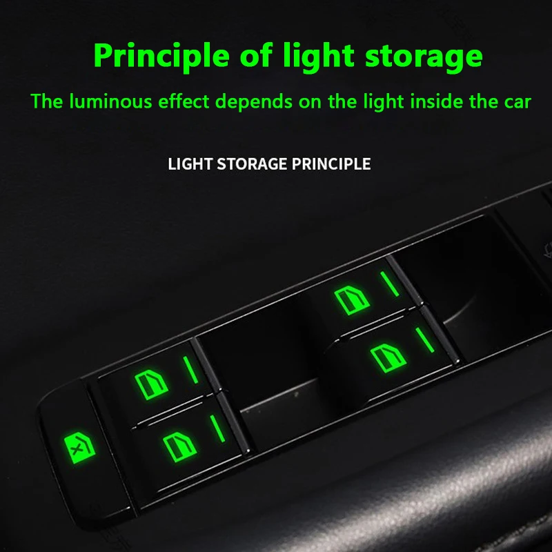 

1Series Car Window Lifter Luminous Switch Button Stickers Door Window Lift Night Safety Switch Decoration Fluorescent Decals