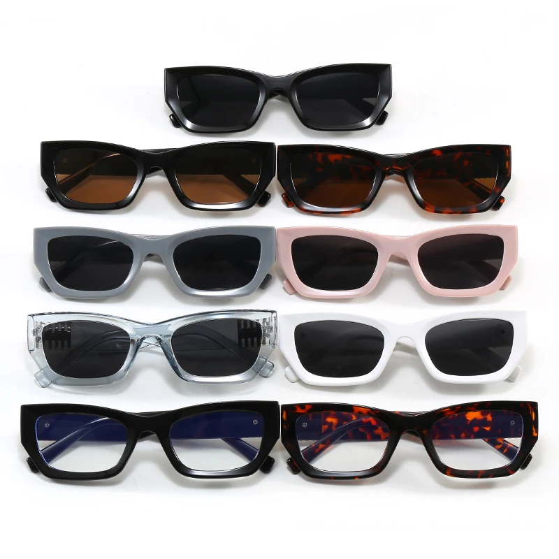 Neue Mode Kleine Cat Eye Sonnenbrille Frauen Polygonale Urlaub Im Freien Sonnenschutz Sonnenbrille Retro Shades Niet Brillen UV400