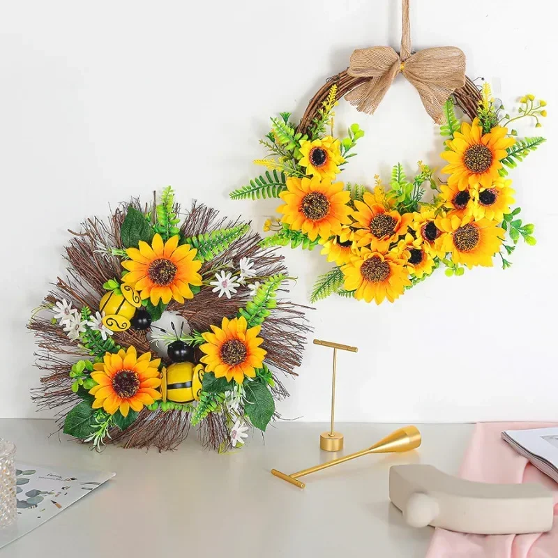 

Sunflower Wreath Sunflower Door Decoration Half Circle Wreath Decoration Pendant