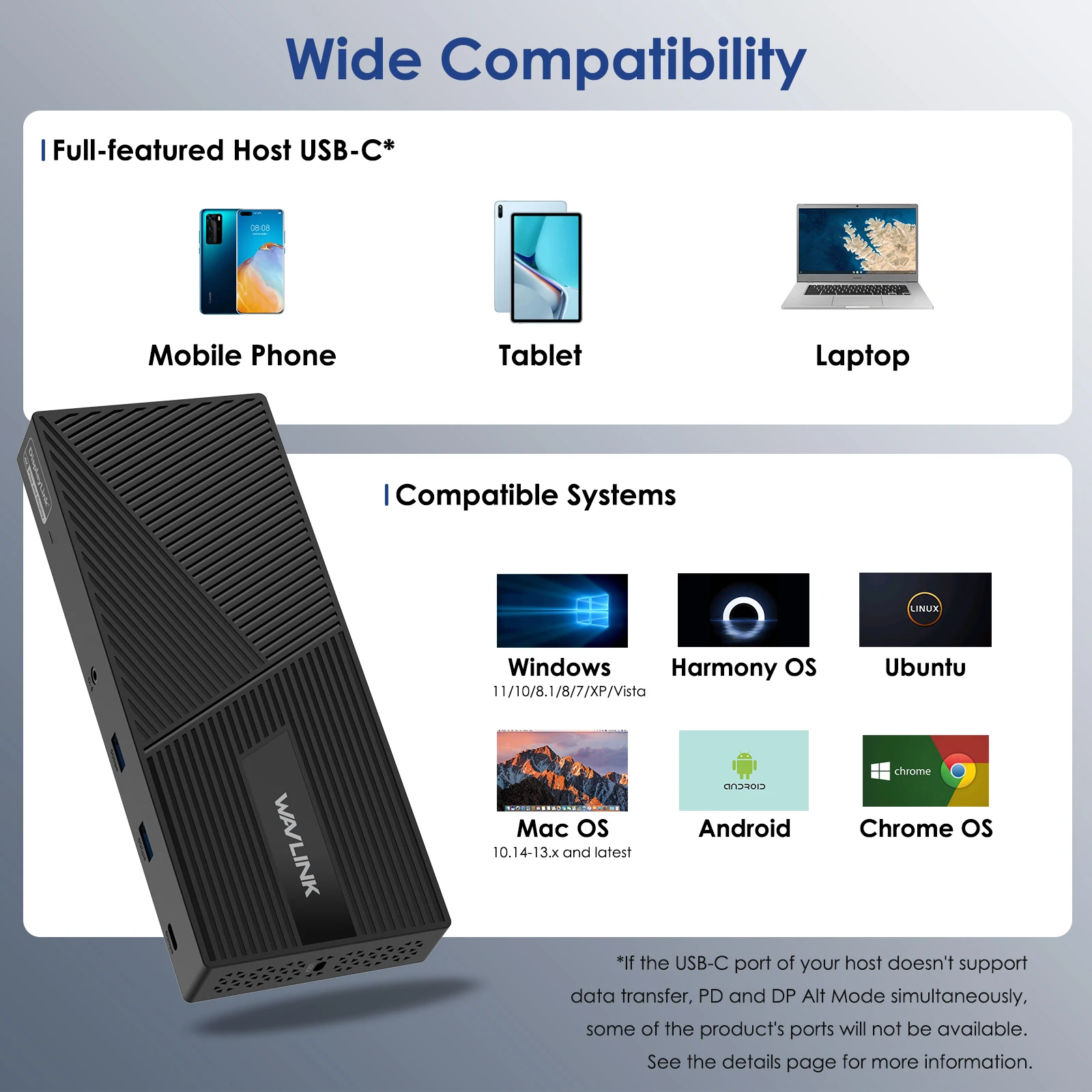 Imagem -06 - Wavlink-universal Triplo 4k Display Docking Station Usb-c Laptop Dock Monitores Hdmi Portas dp 130w 100w pd Carregamento