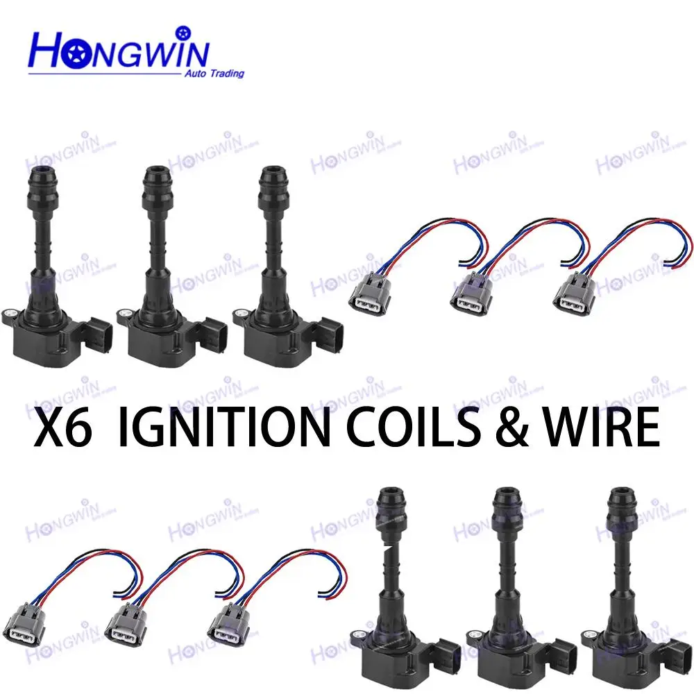 6PCS 22448-8J115 22448-8J11C UF349 5C1403 IGNITION COIL WIRE FOR NISSAN VQ35DE PATHFINDER ELGRAND TERRANO 3.5 LTR 1995-2009
