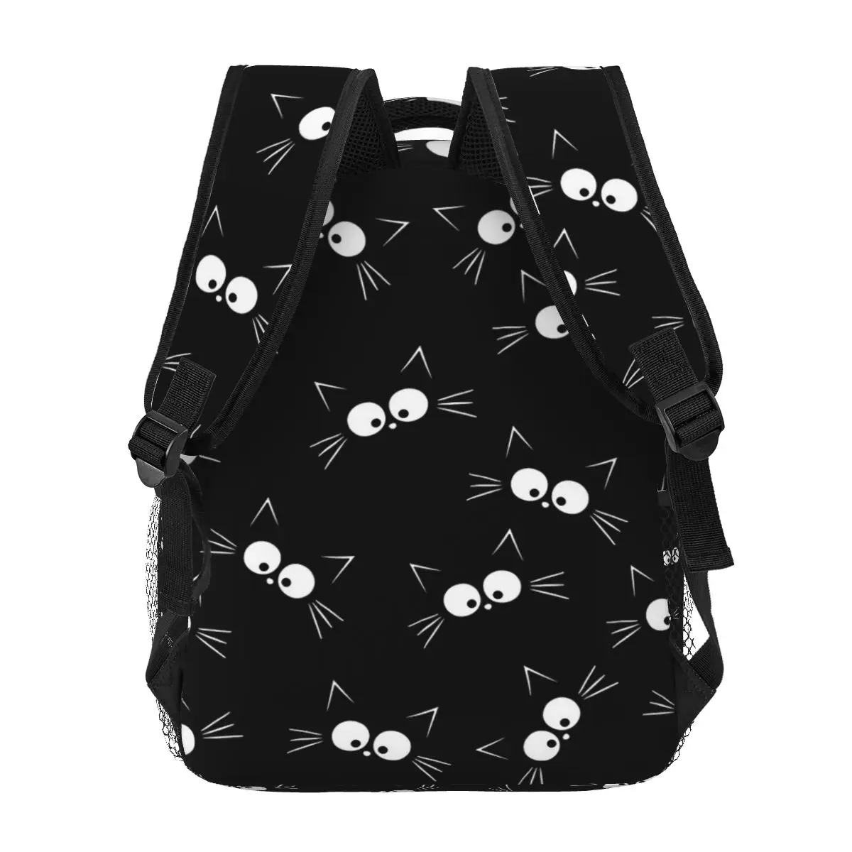 Mochila con patrón de gato negro para niños y niñas, morral escolar de dibujos animados para ordenador portátil, bolso de hombro de gran capacidad