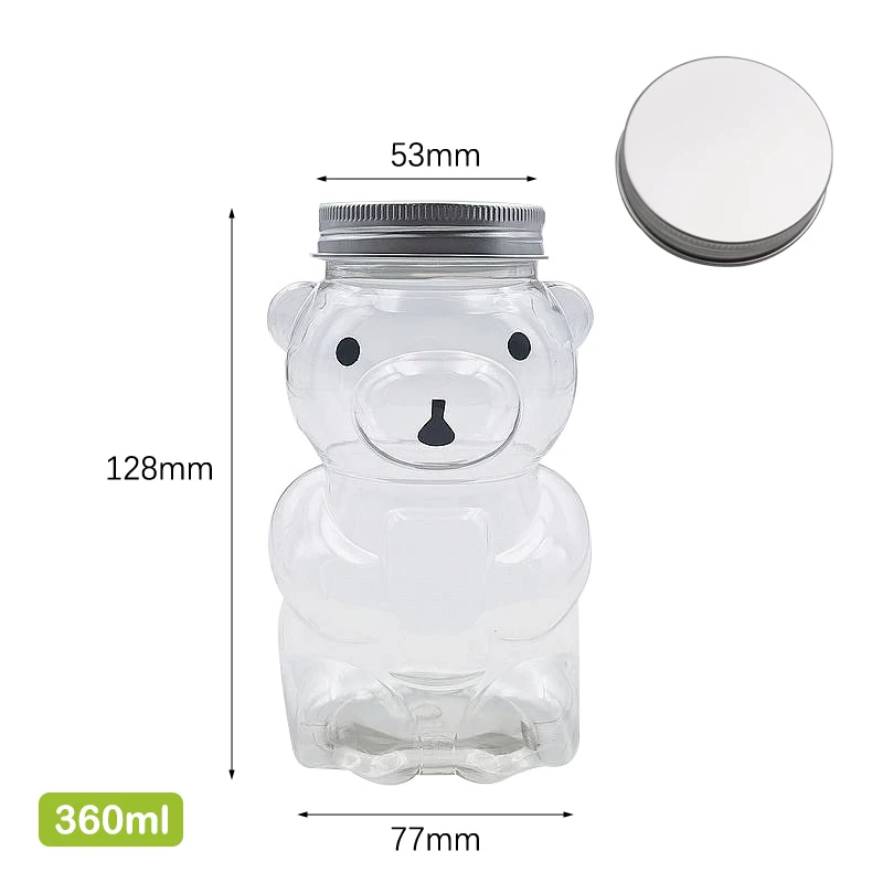 Disposable Drink Bottles Juice Bear Plastic Cup Cute Bear Juice Drink Milk Tea Beverage Storage Bottles With Lid Sealed Bottle