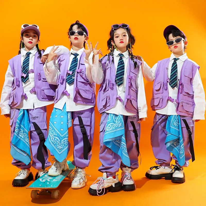 2026 NEUES Kinder Hip-Hop-Tanzkostüm Streetwear Jazz-Outfit für Mädchen Jungen Kinder Hip-Hop-Auftritts-Wettbewerbs-Set – Detail 1