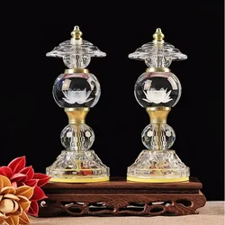 Household LED Crystal Ball Glass Lotus Lamp, Buddha Offering Lamp, Prayer, Feng Shui, Eternal Light of Buddha Hall, Buddha Tools