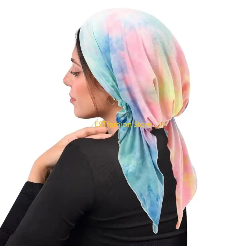 Y5GC Artisanal Twist Turban Cap Hair Cover Hat Wrap Chemo Batik Pattern Lightweight