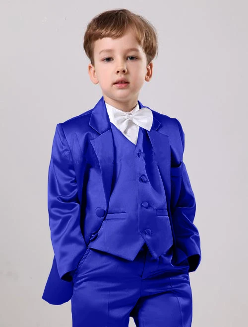 Silver Grey Satin Boy Suit Wedding Tuxedo Kid Jacket Set Child Blazer Pants 2 Piece Set 2-16 Years Old Custom Clothes