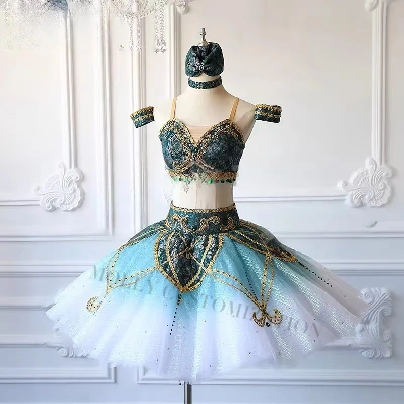 Nieuwe Prive Custom Piraten Danser Variatie Split Ballet Performance Rok Tutu Professionele Wedstrijd Performance Rok