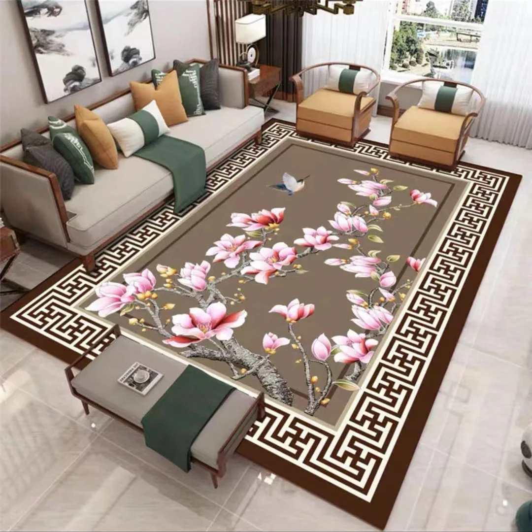 New Chinese Crystal Velvet Carpet Living room coffee table mat Simple light luxury European Chinese sand rugs bed blanket