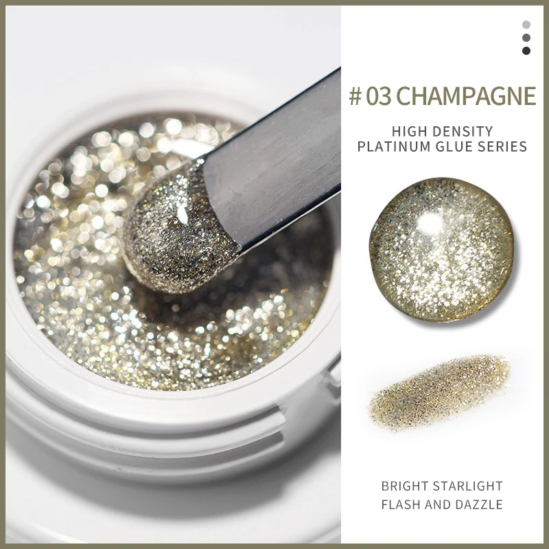 1Jar High Density Glitter Platinum Glue Nail Art Gold Silver Platinum Drawable Line Painted Line Nail Glue 5g UV Gel Varnish #GY