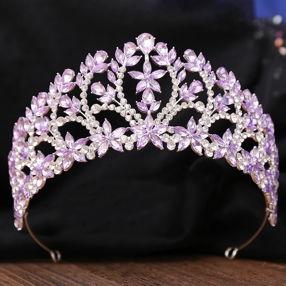 

Miallo Luxury Big Red Crystal Beauty Pageant Queen Crowns And Tiaras Elegant Bride Rhinestone Headpiece Wedding Fiesta Jewelry