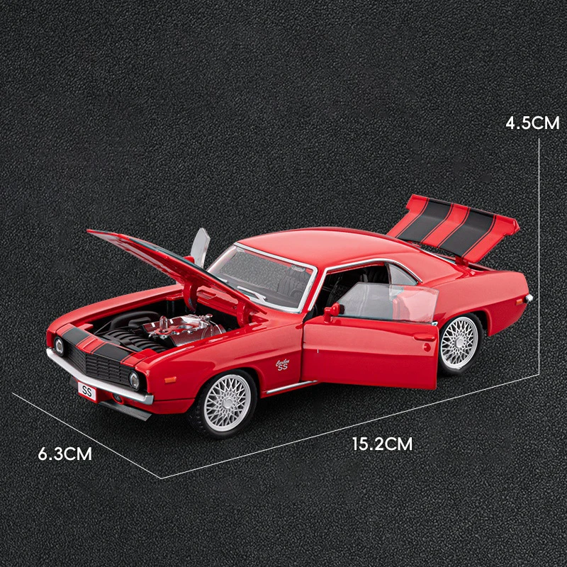 Camaro SS – modèle de voiture en alliage, supercar, son et lumière, jouet à collectionner pour enfants, cadeau d'anniversaire, 1:32