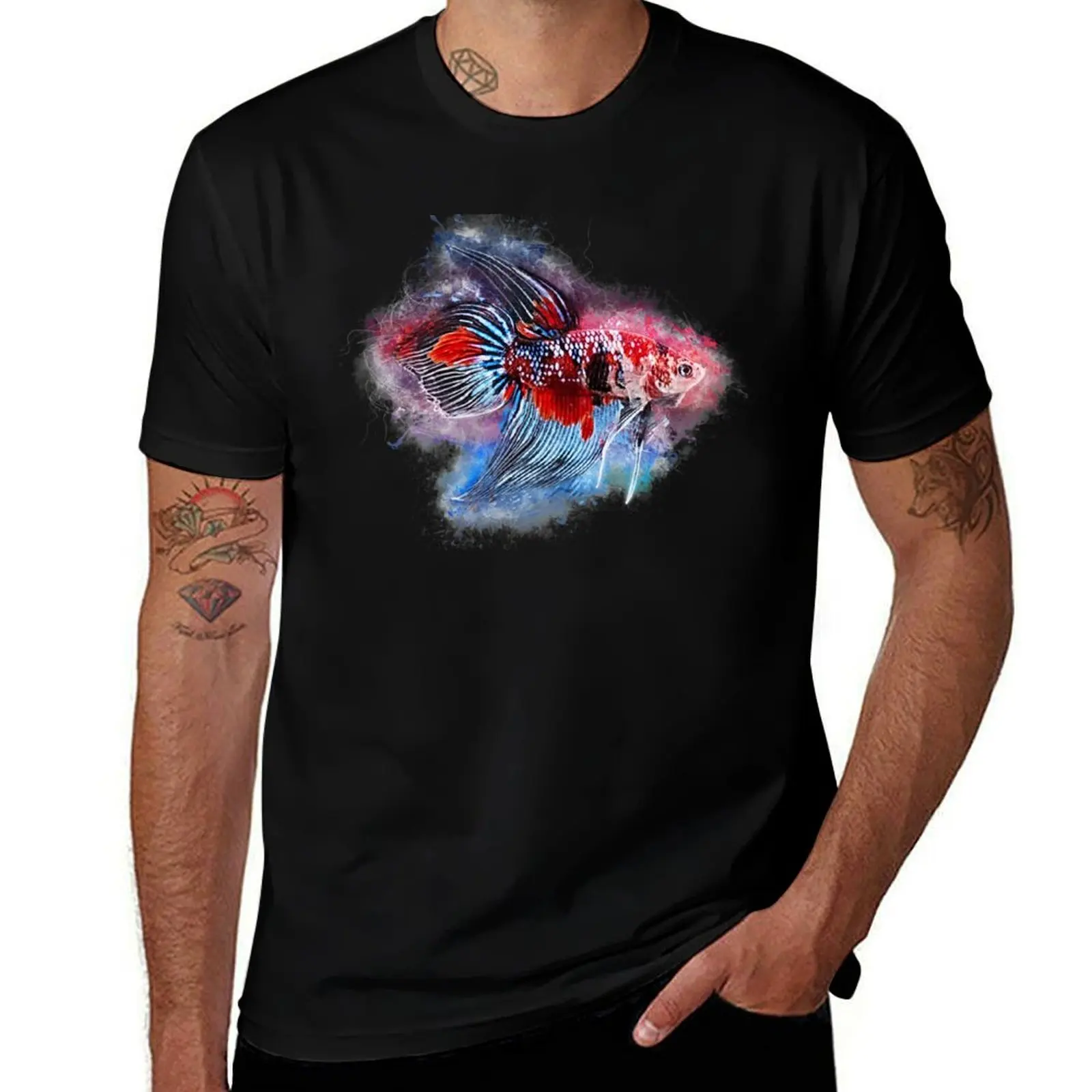 Fighting fish male Koi Premium Long Fin T-Shirt Casual Graphic Print Tee T-Shirt