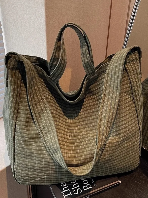 

Large Capaci Commuter Canvas Tote Bag Women's 2025 New Sle Casual Simple Wind Double oulder Strap Crossbody Bag